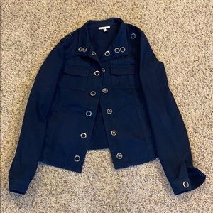 Cute navy cargo jean jacket